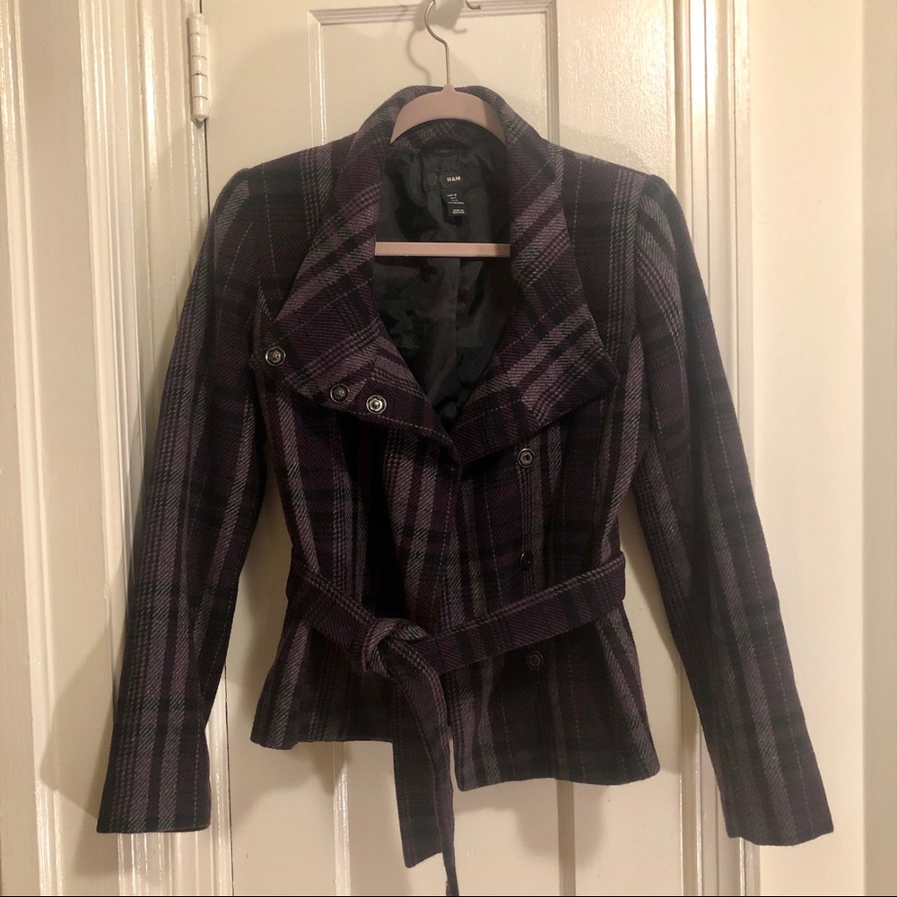 H&M purple plaid jacket